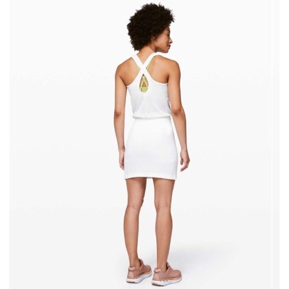 Lululemon Flex On Court Dress Tennis White Cross Straps Sleeveless Women 4 Skort - Picture 3 of 8